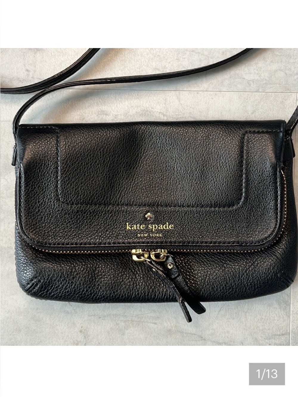 Kate spade Marianna Mansfield Leather Bag Crossbody Black 9”w x 5.5” h x 1” d